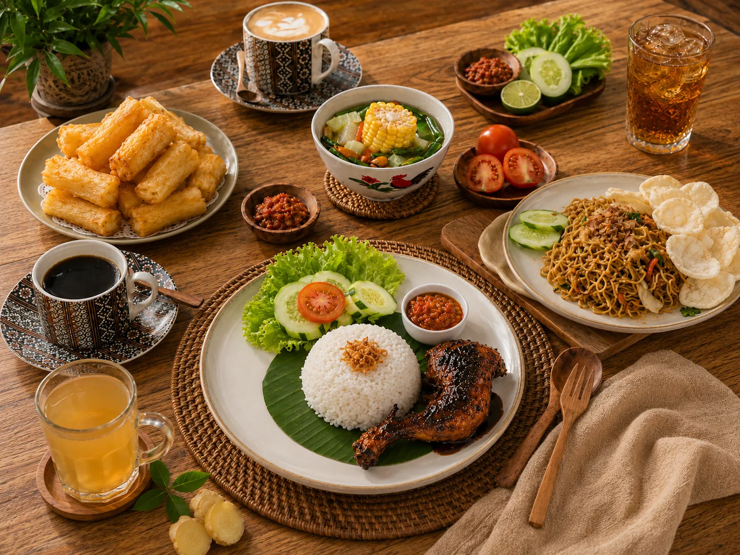Menu sarapan dan minuman Kedai Bukit Rhema dengan view Menoreh